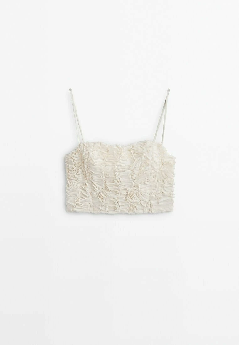 Massimo Dutti Studio Bouclé Strappy Crop - Top - Beige 13 Massimo Dutti Studio Bouclé Strappy Crop - Top - Beige - Image 11