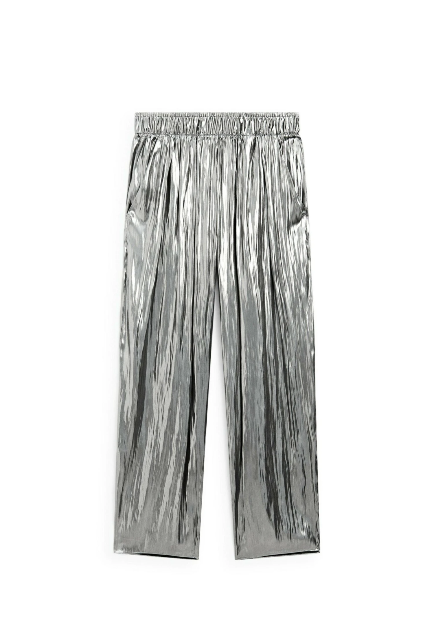 Massimo Dutti FLOWING METALLIC WITH GATHERED DETAIL - Trousers - Silver 6 Massimo Dutti FLOWING METALLIC WITH GATHERED DETAIL - Trousers - Silver - Image 4
