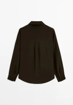 Massimo Dutti FLOWING LIGHTWEIGHT - Button-down Blouse - Dark Brown -Massimo Dutti Shop 39e828f9f9374e41afc7de508ba318cf