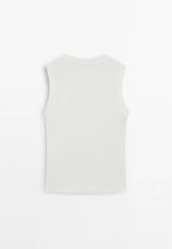 Massimo Dutti V-NECK WITH RIBBED TRIMS - Basic T-shirt - White -Massimo Dutti Shop 3a59658c23d14cefb000a8d0f494c527