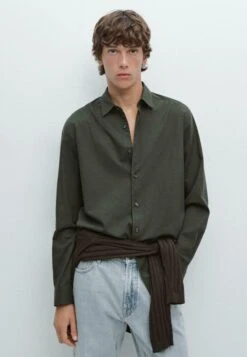 Massimo Dutti SLIM FIT TWILL MELANGE - Shirt - Dark Green