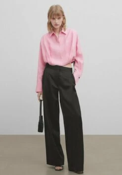 Massimo Dutti Studio Cropped- Button-Down Blouse - Pink