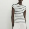 Massimo Dutti Striped Open - Print T-Shirt - White -Massimo Dutti Shop 3acb39659bbc467989d331fc0e8ad3f1