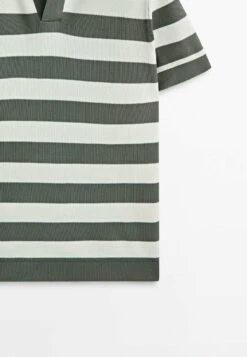 Massimo Dutti Striped Short Sleeve- Polo Shirt - Mottled Green -Massimo Dutti Shop 3adfd5c4996949b4baf57ae2928a5803