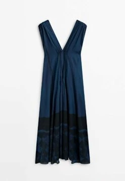 Massimo Dutti Printed With Pintuck Details - Day Dress - Dark Blue -Massimo Dutti Shop 3aeaffe6cd9d4fb486c3806d92e27e8d