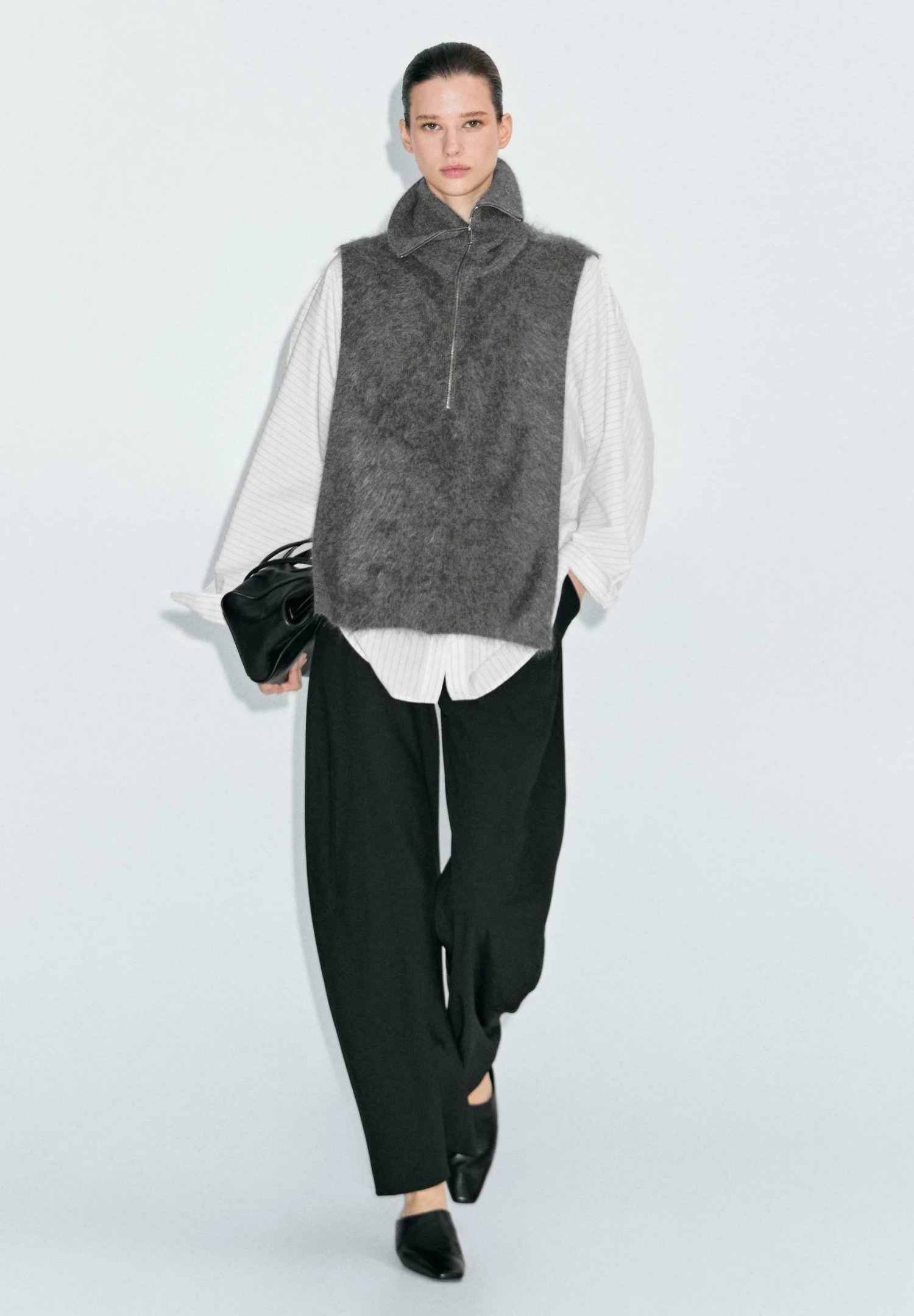 Massimo Dutti LONG ZIPPED - Cape - Grey 7 Massimo Dutti LONG ZIPPED - Cape - Grey - Image 5