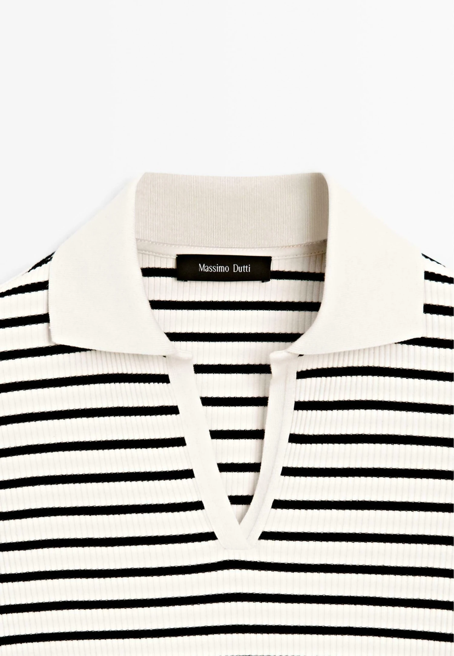 Massimo Dutti STRIPED JOHNNY COLLAR - Polo Shirt - White 12 Massimo Dutti STRIPED JOHNNY COLLAR - Polo Shirt - White - Image 10
