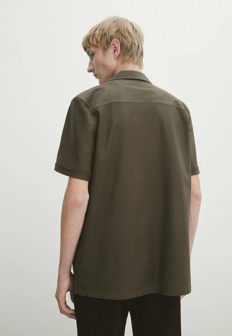 Massimo Dutti Micro- Short Sleeve With Pockets- Shirt - Khaki 3 Massimo Dutti Micro- Short Sleeve With Pockets- Shirt - Khaki