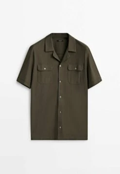 Massimo Dutti Micro- Short Sleeve With Pockets- Shirt - Khaki 15 Massimo Dutti Micro- Short Sleeve With Pockets- Shirt - Khaki -Massimo Dutti Shop 3b8ede03927f4a21af571604e9d5a014