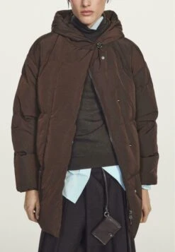 Massimo Dutti WATER-REPELLENT HOODED PUFFER - Winter Coat - Bordeaux