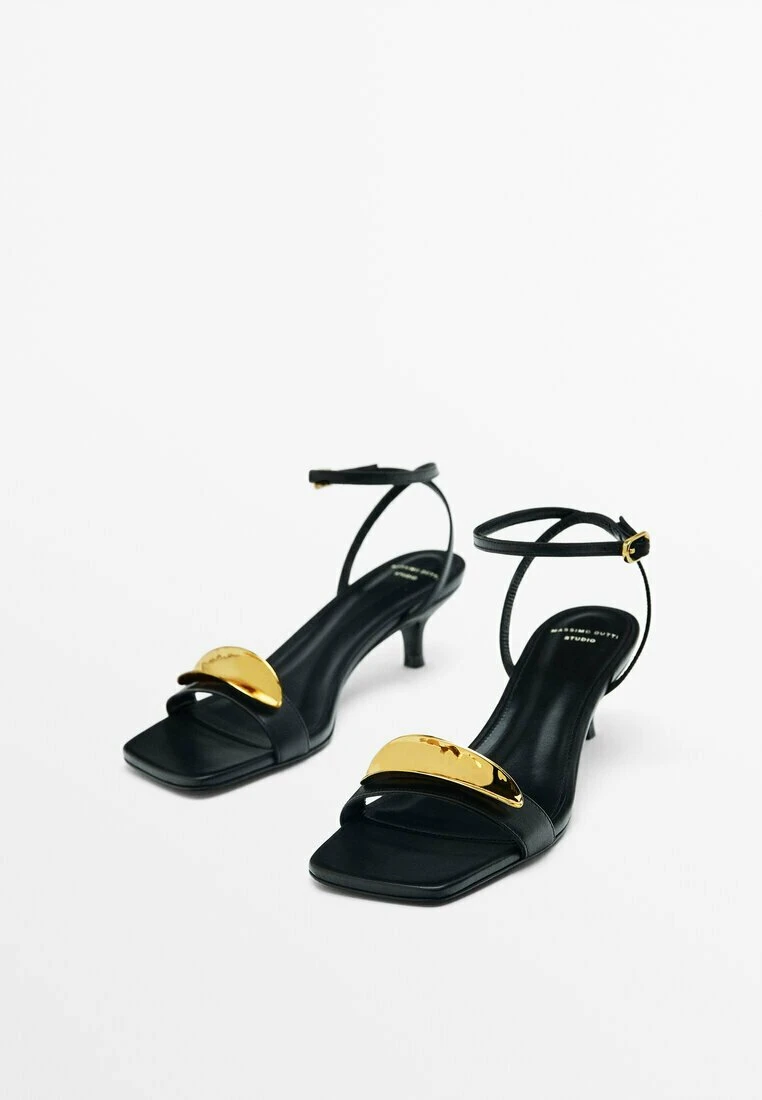Massimo Dutti With Metal Appliqué - Studio- Sandals - Black 6 Massimo Dutti With Metal Appliqué - Studio- Sandals - Black - Image 4