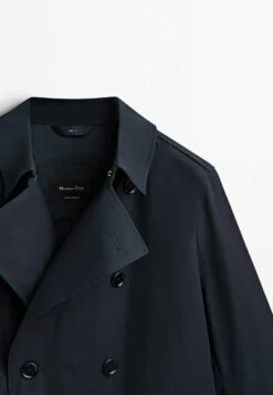 Massimo Dutti Water-Repellent Double-Breasted- Trenchcoat - Dark Blue -Massimo Dutti Shop 3c05f382bd884e1ebf28317c2b4b4462