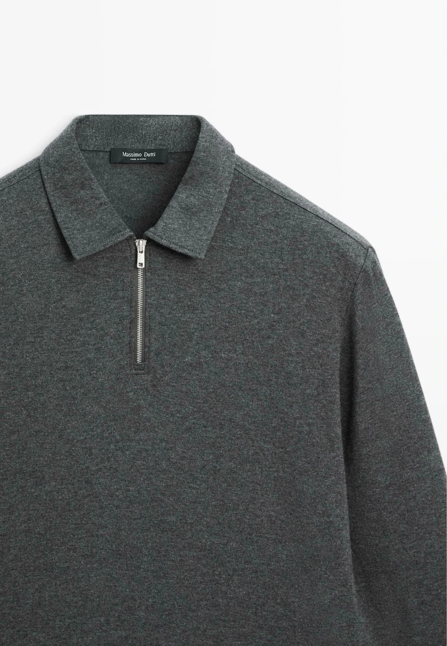 Massimo Dutti LONG SLEEVE POLO SHIRT WITH ZIP-UP COLLAR - Jumper - Grey 9 Massimo Dutti LONG SLEEVE POLO SHIRT WITH ZIP-UP COLLAR - Jumper - Grey - Image 7
