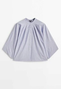 Massimo Dutti Darted Chambray With Stand-Up Collar - Button-Down Blouse - Purple -Massimo Dutti Shop 3caf395f0919417eb249ea6793588e6a