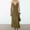 Massimo Dutti MIDI SLIP WITH SHEER DETAIL - Day Dress - Mottled Dark Green -Massimo Dutti Shop 3cca0bf5c7394f4bbab5432fc14f4afa