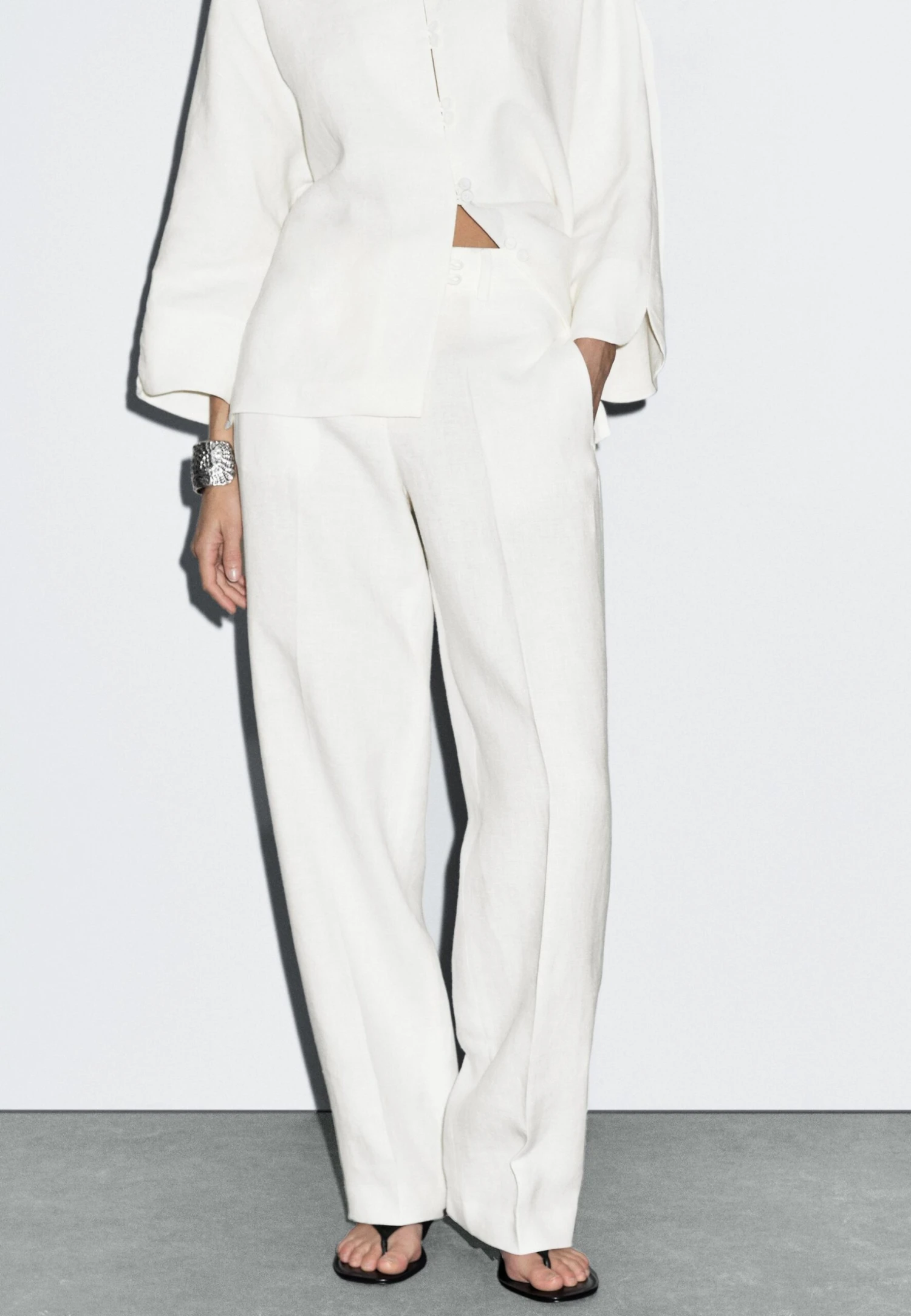 Massimo Dutti STRAIGHT-FIT SUIT - Trousers - White 3 Massimo Dutti STRAIGHT-FIT SUIT - Trousers - White