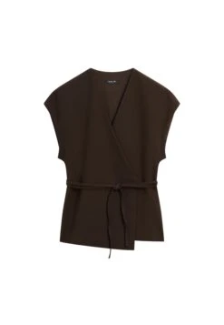 Massimo Dutti DOUBLE-BREASTED V-NECK WITH TIES - Summer Jacket - Mottled Dark Brown -Massimo Dutti Shop 3d1975e8dc0b4befbe303c1bcd4540d9