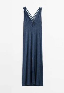Massimo Dutti Long With Crossed Straps At The Back - Maxi Dress - Blue -Massimo Dutti Shop 3d59e44238e54264acfdfa43adc1fb00