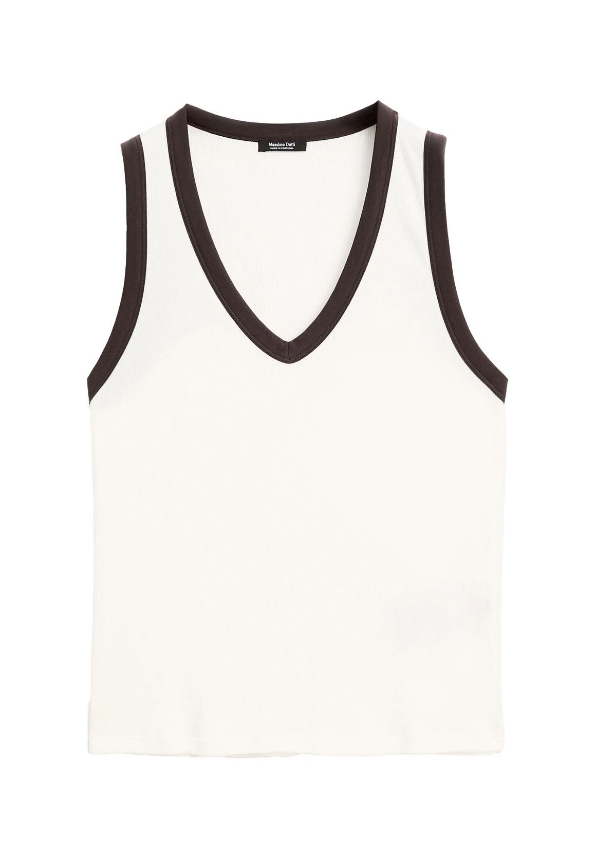 Massimo Dutti RIBBED V-NECK WITH THICK STRAPS - Basic T-shirt - White 6 Massimo Dutti RIBBED V-NECK WITH THICK STRAPS - Basic T-shirt - White - Image 4