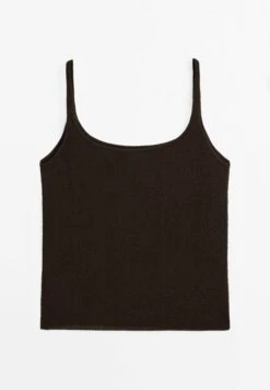 Massimo Dutti FLOWING ROUND NECK WITH STRAPS - Top - Dark Brown -Massimo Dutti Shop 3d6a87a1af1a43639ca9cf75ad45e5ff