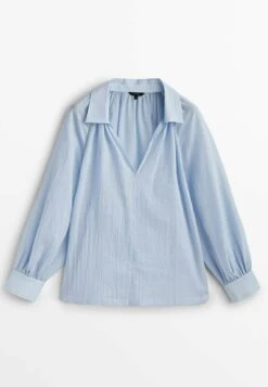 Massimo Dutti Voile With Gathered Details - Blouse - Light Blue -Massimo Dutti Shop 3d8fb24d1458435c839d1529df58de68