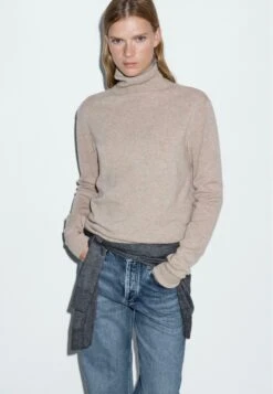 Massimo Dutti HIGH NECK - Jumper - Light Brown