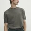 Massimo Dutti Vertical Textured Short Sleeve - Basic T-Shirt - Khaki 2 Massimo Dutti Vertical Textured Short Sleeve - Basic T-Shirt - Khaki -Massimo Dutti Shop 3dae95711b0b44f8974750bfada1a50a