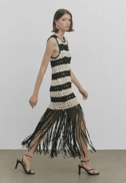 Massimo Dutti Studio - Striped BraidedWith Fringing - Maxi Dress - Black -Massimo Dutti Shop 3dcd1a0f037840b1abd8e2dadd3afbc1