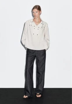 Massimo Dutti WIDE LEG - Straight Leg Jeans - Mottled Dark Blue -Massimo Dutti Shop 3dee7e300a9a4433bacf831c76318d63