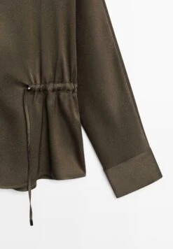 Massimo Dutti FLOWING LONG SLEEVE WITH WAIST DETAIL - Button-down Blouse - Dark Brown -Massimo Dutti Shop 3df8e9a671ca45028b9cfe49dcf6bfeb