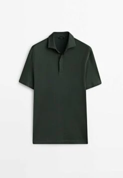 Massimo Dutti Short Sleeve Gassed- Polo Shirt - Dark Green -Massimo Dutti Shop 3e0709993eda4bd9a00229cf12ac67bd