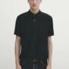Massimo Dutti Textured Short Sleeve - Polo Shirt - Black -Massimo Dutti Shop 3e08a17dd55944ec9f0cc6fce3d0d3c8