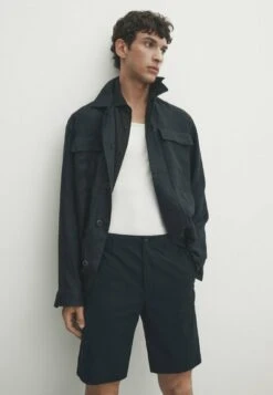 Massimo Dutti Bermuda With Dyed Thread - Shorts - Dark Blue -Massimo Dutti Shop 3e18fbe75fe64b82be0a52683c51fcb4