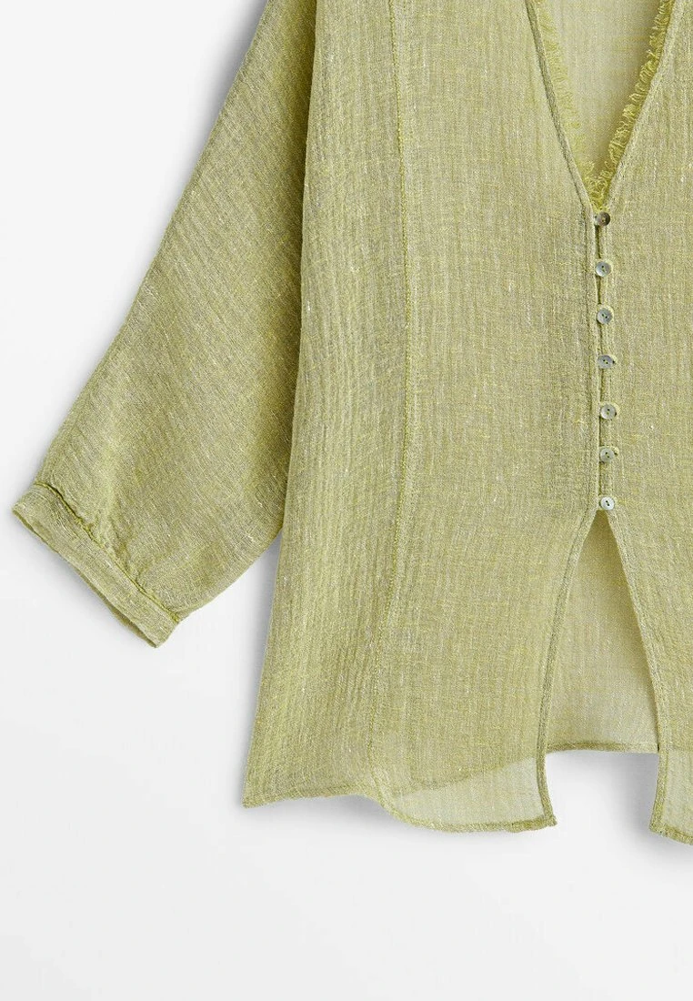 Massimo Dutti Waffle - Button-Down Blouse - Stone 10 Massimo Dutti Waffle - Button-Down Blouse - Stone - Image 8