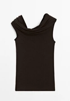 Massimo Dutti SLEEVELESS ASYMMETRIC NECKLINE - Top - Dark Brown -Massimo Dutti Shop 3e50e55c880643df99c64d210e53c8b9
