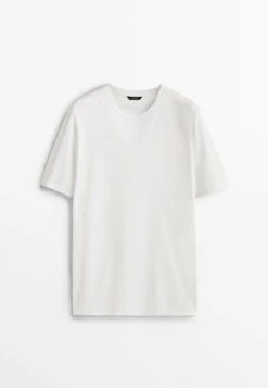 Massimo Dutti KurzärmeligesAus Reiner- Basic T-Shirt - White Denim -Massimo Dutti Shop 3e8eacb58b7347fab7480c39a3e2ea1c