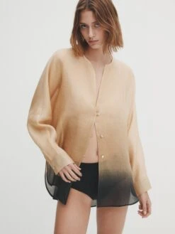 Massimo Dutti Ombré - Blouse - Mottled Beige