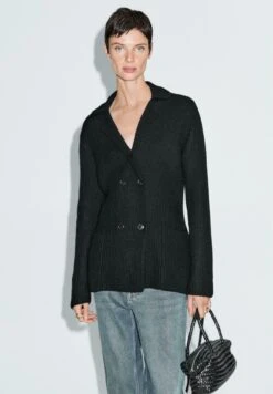 Massimo Dutti DOUBLE-BREASTED - Cardigan - Black