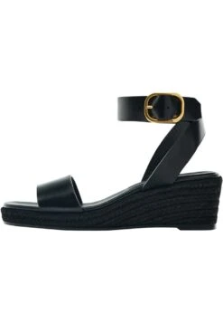 Massimo Dutti With Buckled Strap - Wedge Sandals - Black