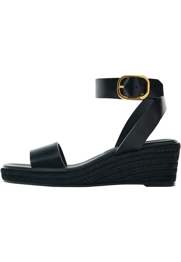 Massimo Dutti With Buckled Strap - Wedge Sandals - Black 3 Massimo Dutti With Buckled Strap - Wedge Sandals - Black