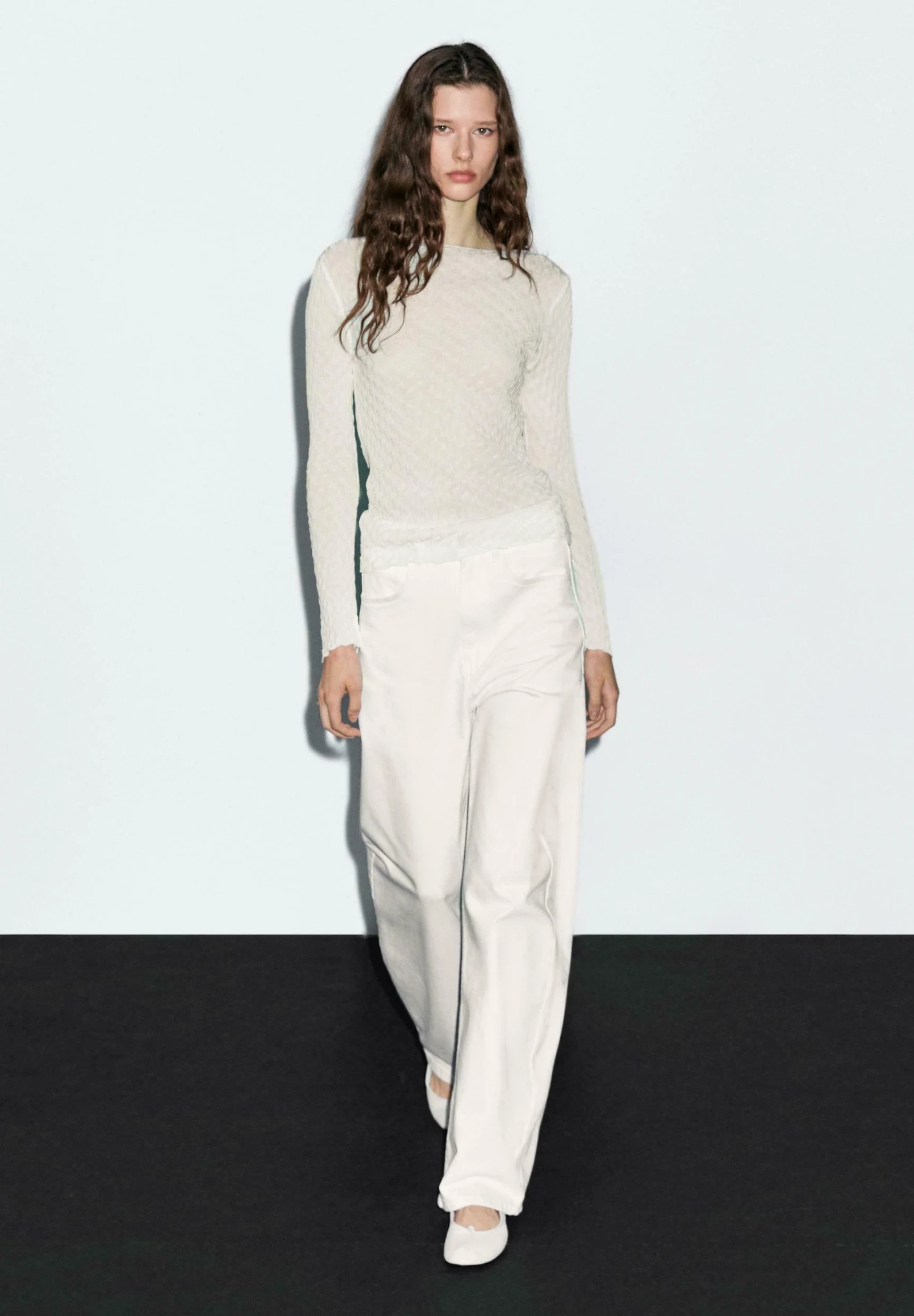 Massimo Dutti CREW NECK LONG SLEEVE TEXTURED - Long Sleeved Top - Light Yellow 5 Massimo Dutti CREW NECK LONG SLEEVE TEXTURED - Long Sleeved Top - Light Yellow - Image 3