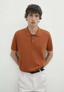 Massimo Dutti Short Sleeve - Polo Shirt - Mottled Brown