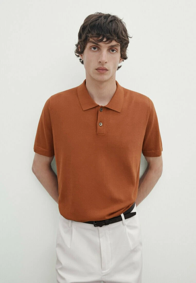 Massimo Dutti Short Sleeve - Polo Shirt - Mottled Brown 3 Massimo Dutti Short Sleeve - Polo Shirt - Mottled Brown