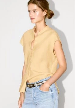 Massimo Dutti FLOWING OPEN NECK - Blouse - Beige