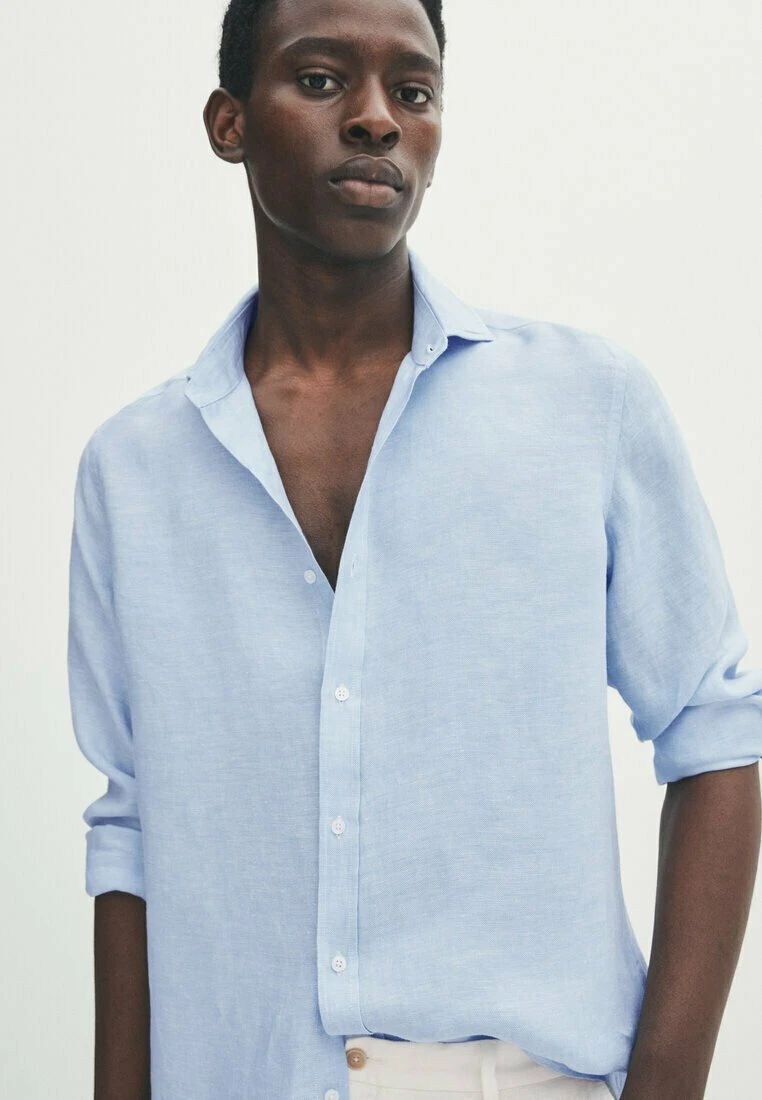 Massimo Dutti Regular Fit Textured Oxford - Formal Shirt - Light Blue 7 Massimo Dutti Regular Fit Textured Oxford - Formal Shirt - Light Blue - Image 5