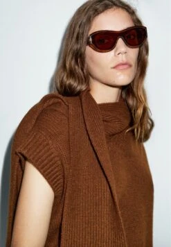 Massimo Dutti SLEEVELESS V-NECK WITH SCARF - Jumper - Brown -Massimo Dutti Shop 405196bc60d44442bf7003544066e0ab