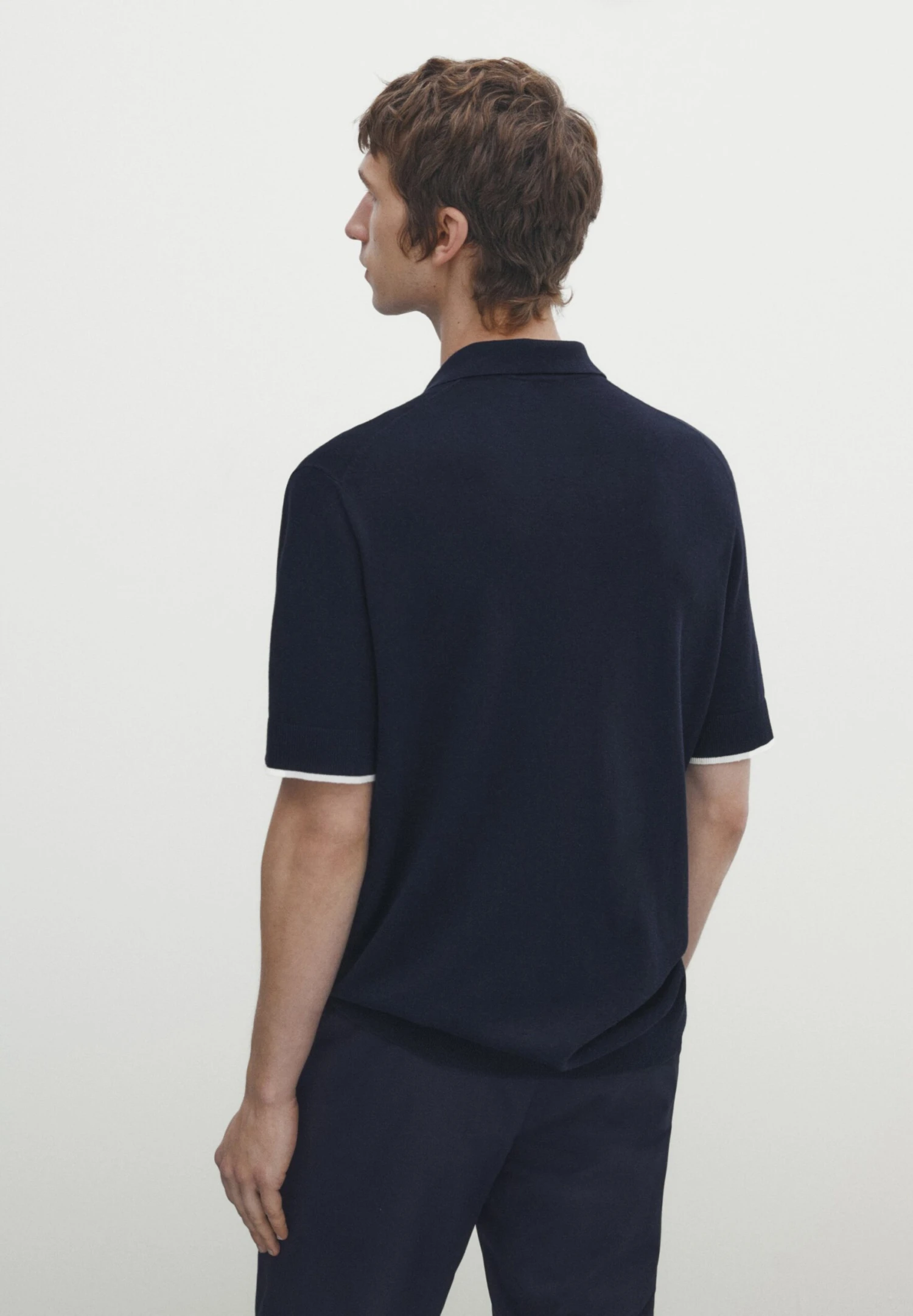 Massimo Dutti Contrast Short Sleeve- Polo Shirt - Dark Blue 4 Massimo Dutti Contrast Short Sleeve- Polo Shirt - Dark Blue - Image 2