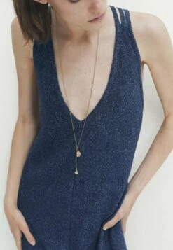 Massimo Dutti Long With Crossed Straps At The Back - Maxi Dress - Blue -Massimo Dutti Shop 409bbf0db1e7476eb2eae3cf895b19ae