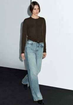 Massimo Dutti BUTTONED WITH CREW NECK - Cardigan - Mottled Dark Brown -Massimo Dutti Shop 409d88947e60496a98324a5a1003c377