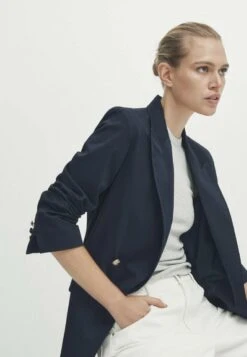 Massimo Dutti Mock Double-Breasted Buttoned - Short Coat - Dark Blue -Massimo Dutti Shop 40a5259fb60141cdad77124bcae3facd